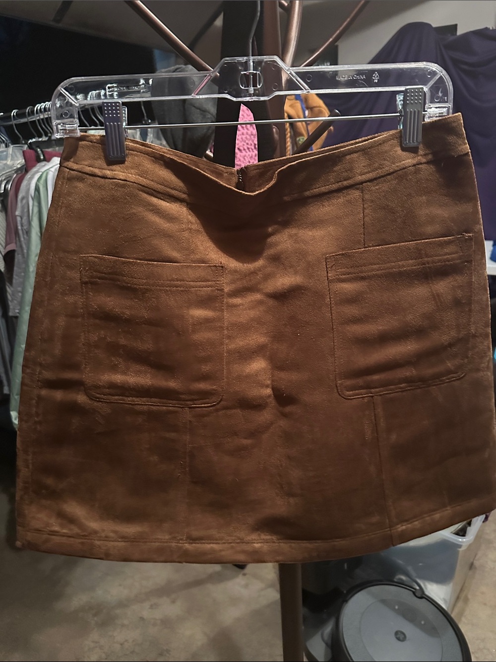 Old Navy Brown Suede-Look Mini Skirt with Front Pockets